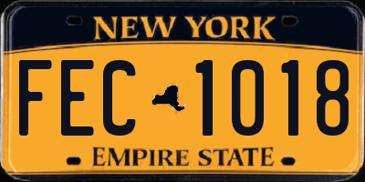 NY license plate FEC1018