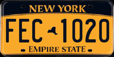 NY license plate FEC1020