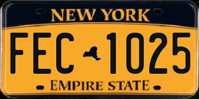 NY license plate FEC1025
