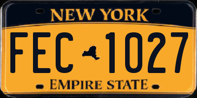 NY license plate FEC1027