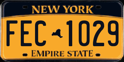 NY license plate FEC1029