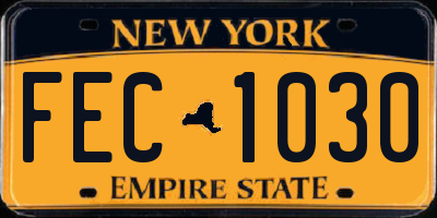 NY license plate FEC1030