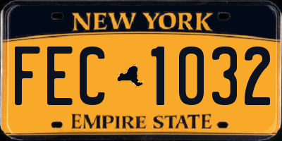 NY license plate FEC1032