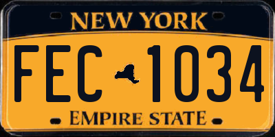 NY license plate FEC1034