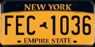 NY license plate FEC1036