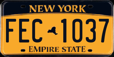 NY license plate FEC1037