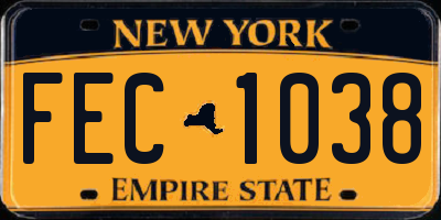 NY license plate FEC1038