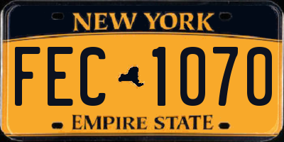 NY license plate FEC1070