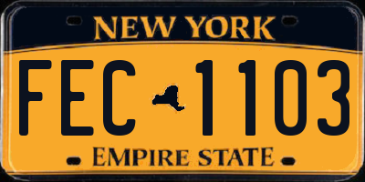 NY license plate FEC1103