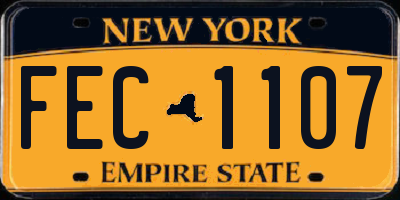 NY license plate FEC1107