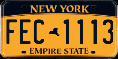 NY license plate FEC1113
