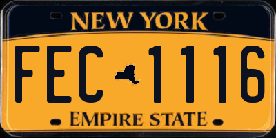 NY license plate FEC1116