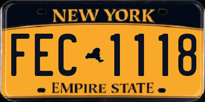 NY license plate FEC1118