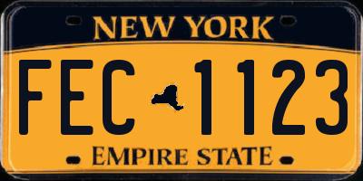 NY license plate FEC1123