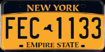 NY license plate FEC1133