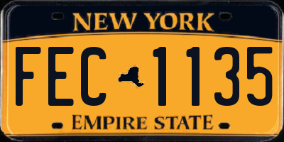 NY license plate FEC1135