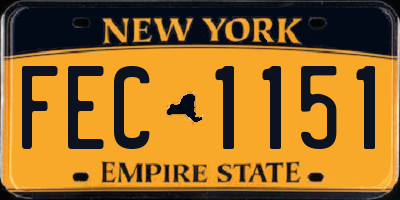 NY license plate FEC1151