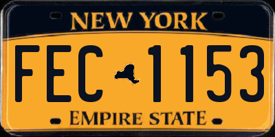 NY license plate FEC1153