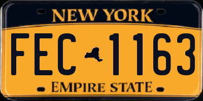 NY license plate FEC1163