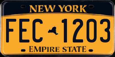 NY license plate FEC1203
