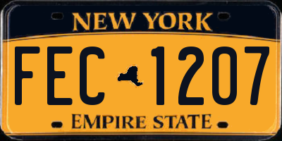 NY license plate FEC1207