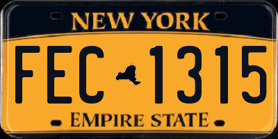 NY license plate FEC1315