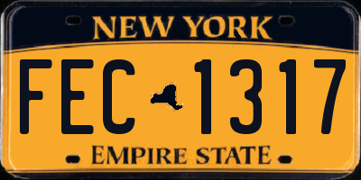 NY license plate FEC1317