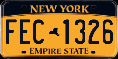 NY license plate FEC1326