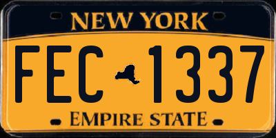 NY license plate FEC1337