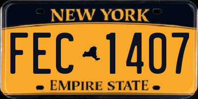 NY license plate FEC1407