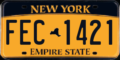 NY license plate FEC1421