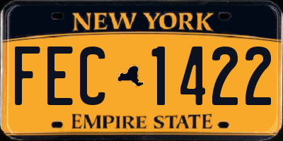 NY license plate FEC1422