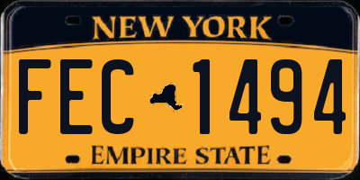 NY license plate FEC1494