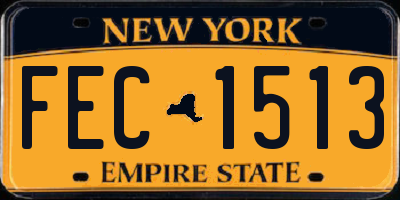 NY license plate FEC1513