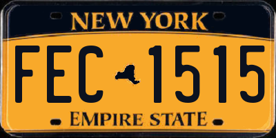 NY license plate FEC1515