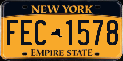 NY license plate FEC1578