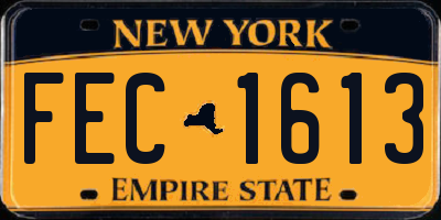 NY license plate FEC1613
