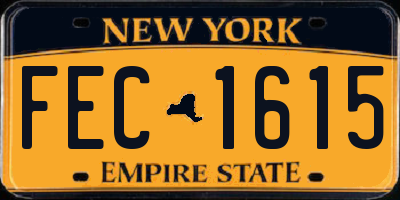 NY license plate FEC1615
