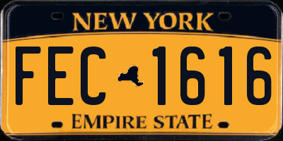 NY license plate FEC1616