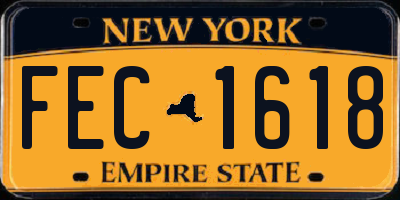 NY license plate FEC1618