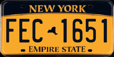 NY license plate FEC1651