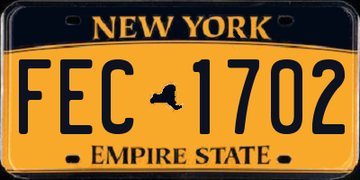 NY license plate FEC1702