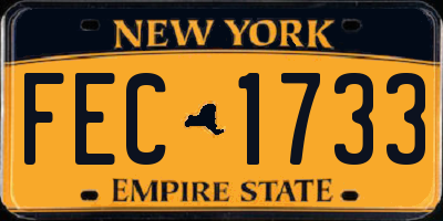 NY license plate FEC1733