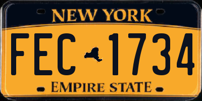 NY license plate FEC1734