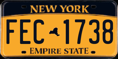 NY license plate FEC1738
