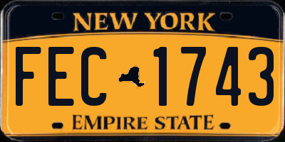 NY license plate FEC1743