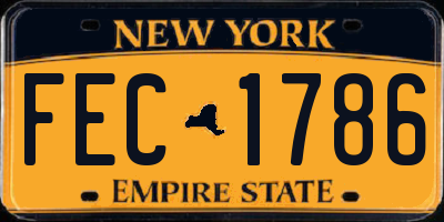 NY license plate FEC1786