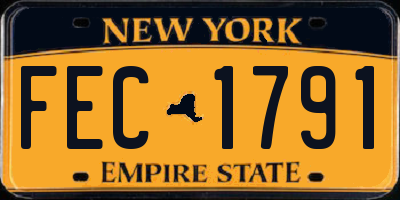 NY license plate FEC1791