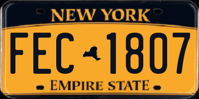 NY license plate FEC1807