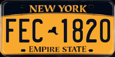 NY license plate FEC1820